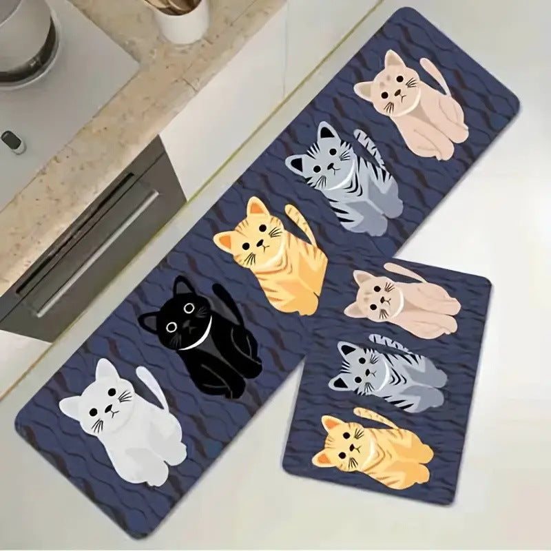 Retro Abstract Cartoon Kitchen Home Non-slip Mat