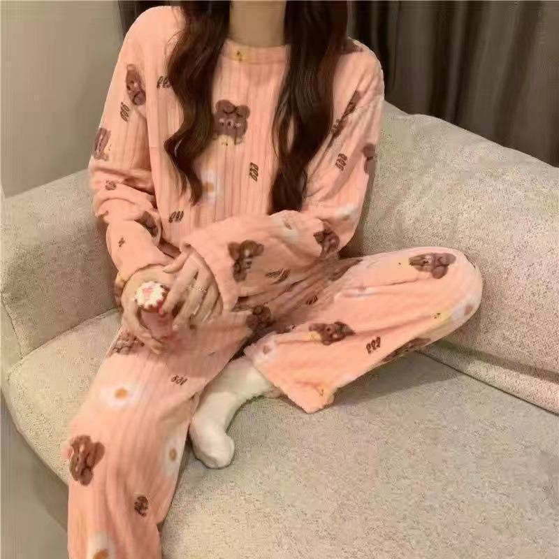 Women's Cute Coral Fleece Warm Thickened Loungewear