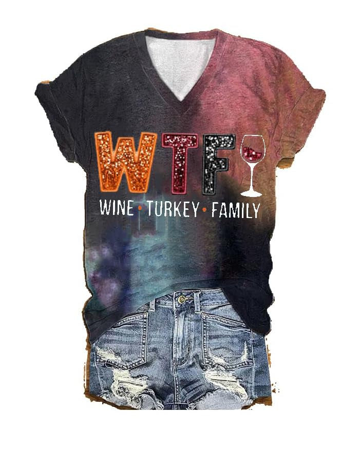 Women's Casual Digital-Print Letter Top