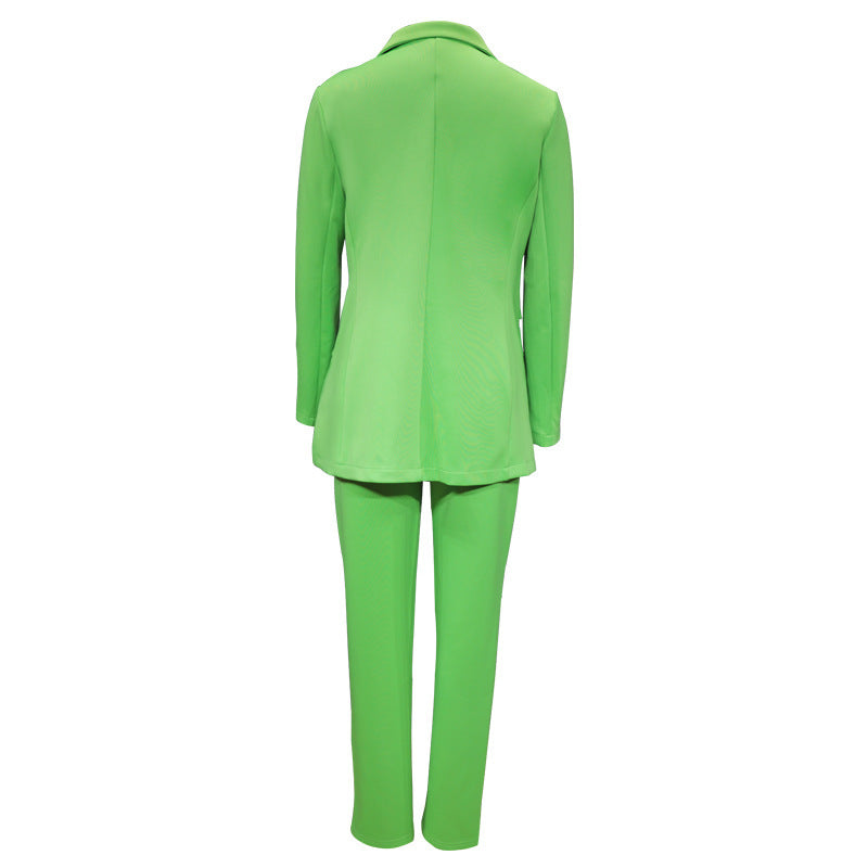 Women's Fashion Temperament Office Wear Solid Color Suit Two-piece Set