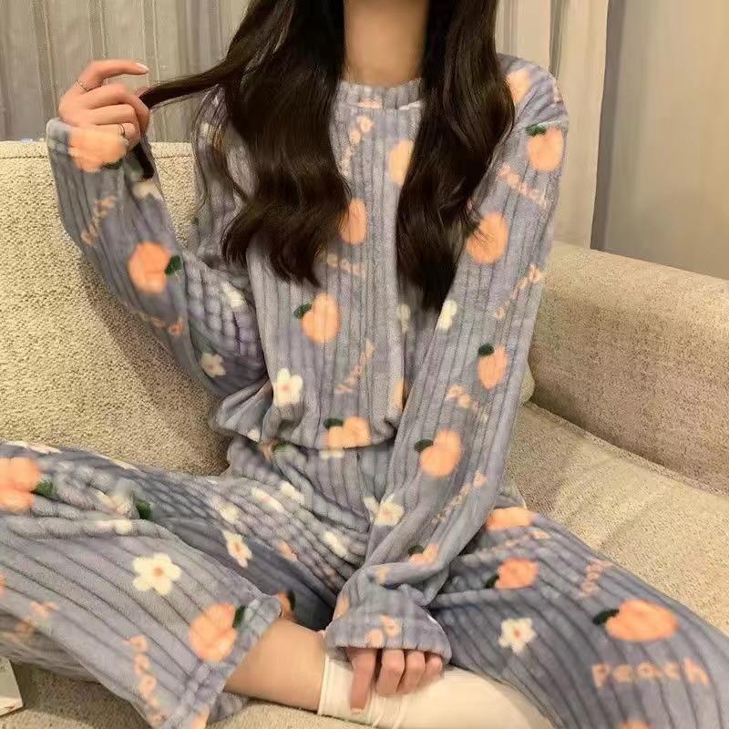 Women's Cute Coral Fleece Warm Thickened Loungewear