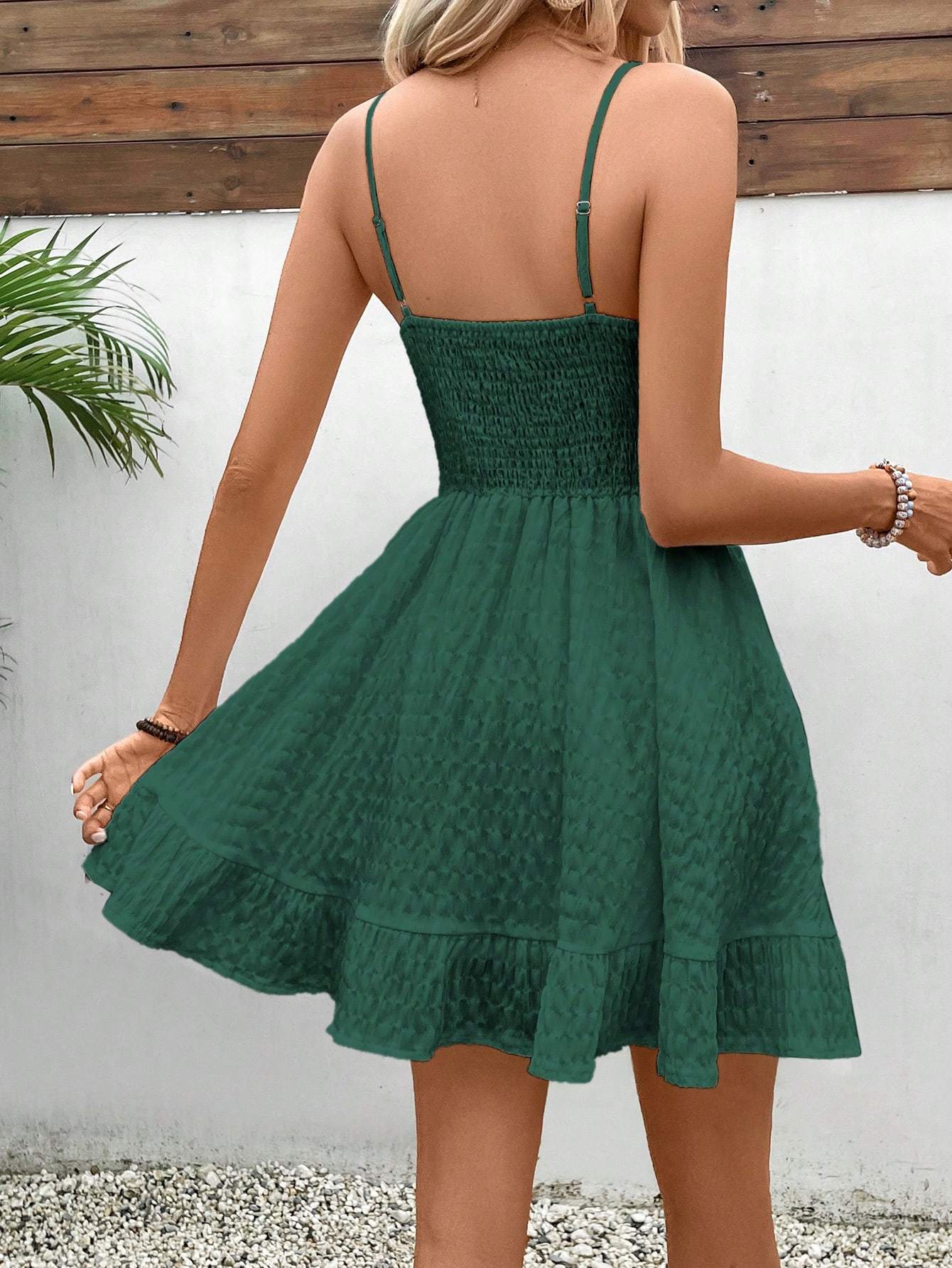 Women's Bridgerton Solid Color Ruffle Hem Sleeveless Cami Dress, Summer Date Night Dress