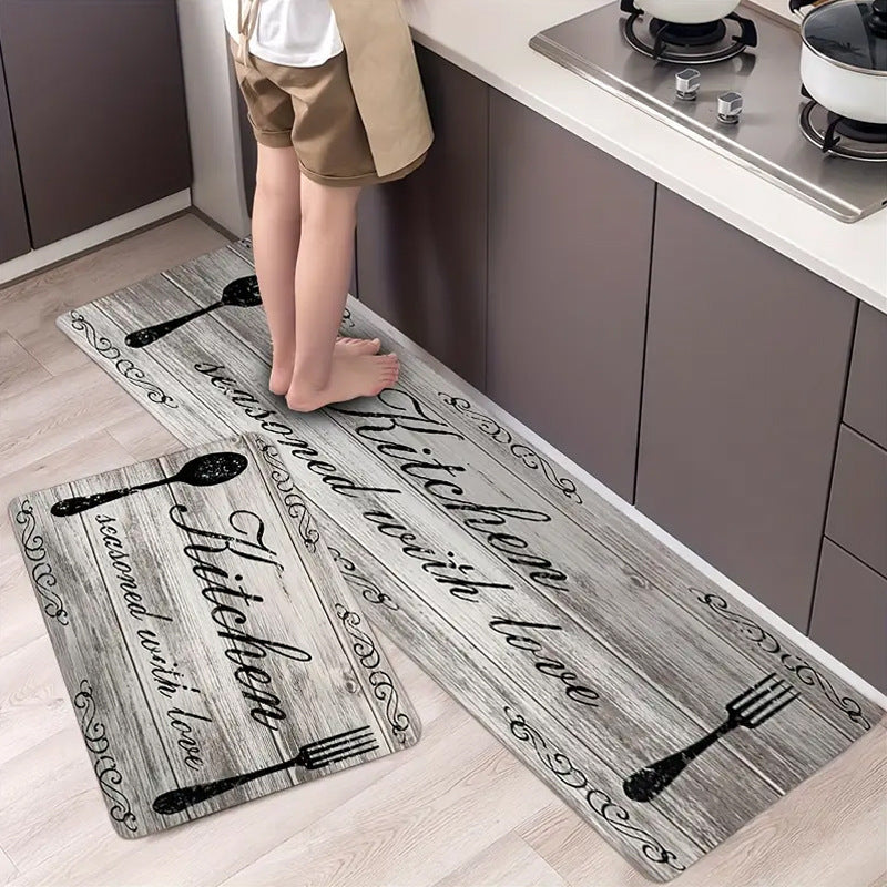 Retro Abstract Cartoon Kitchen Home Non-slip Mat