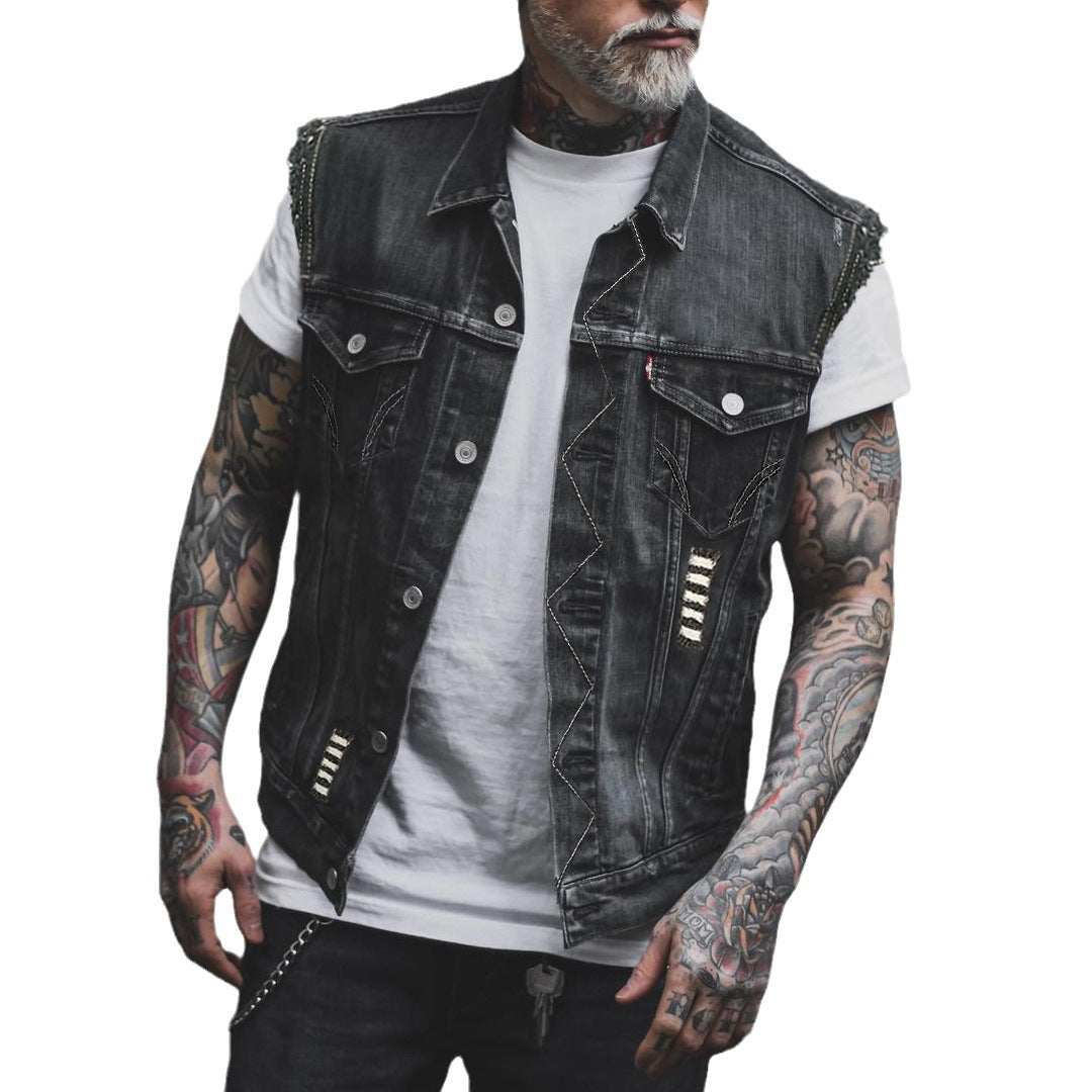 Motorcycle Denim Classic Sleeveless Jacket Top