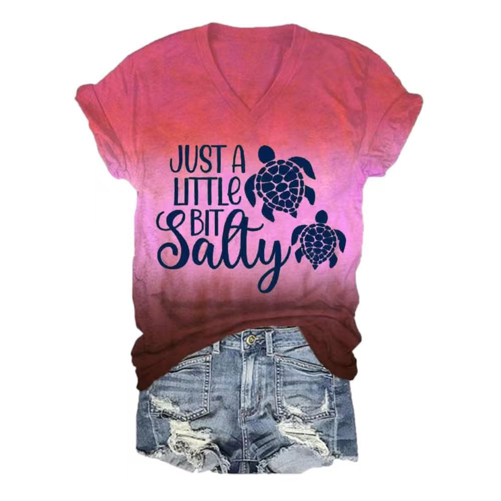 Women's Casual Digital-Print Letter Top