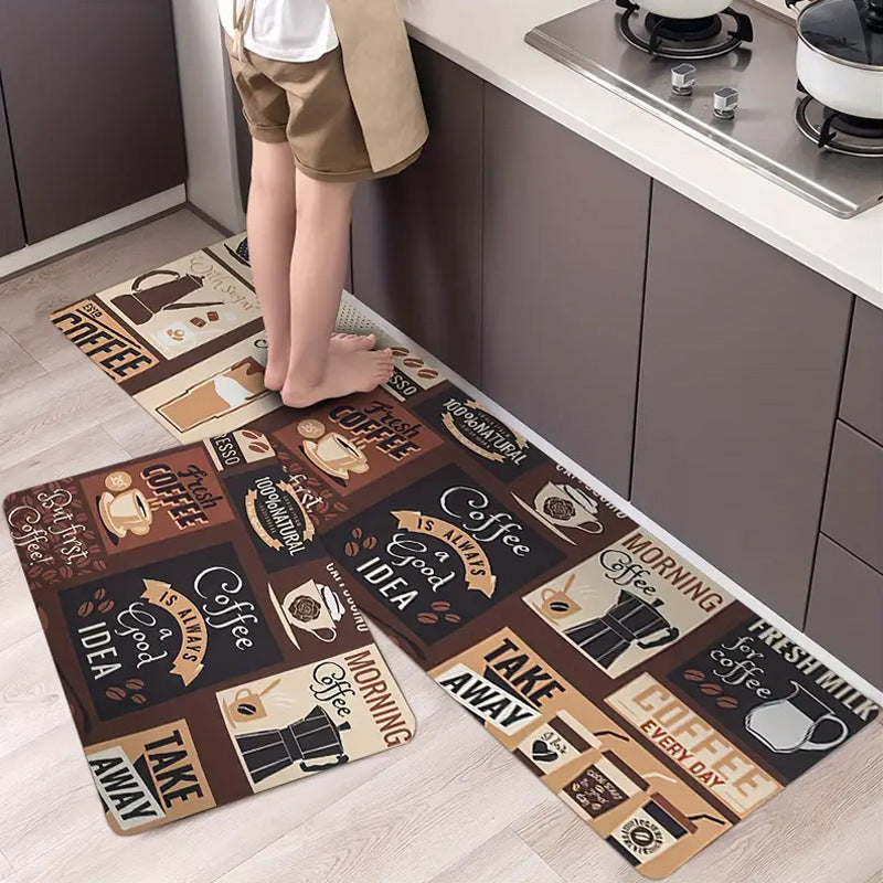 Retro Abstract Cartoon Kitchen Home Non-slip Mat