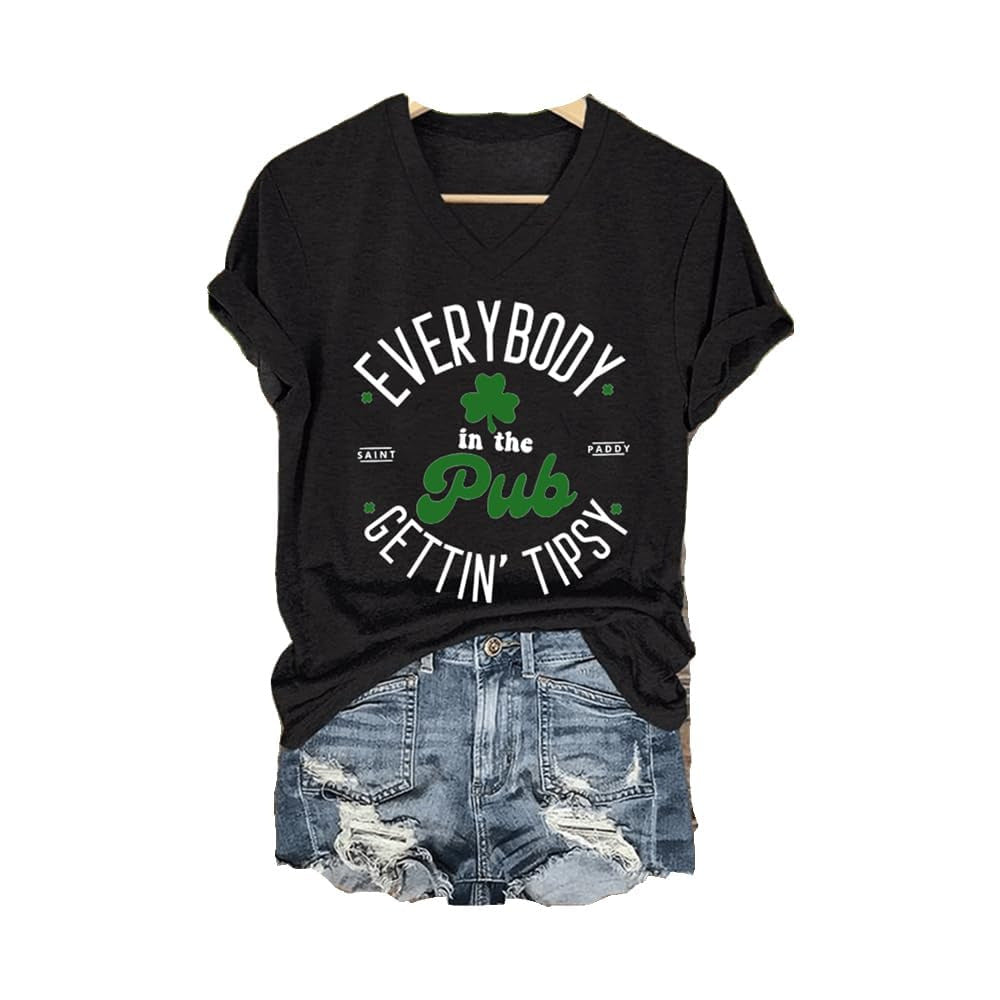 Women's Casual Digital-Print Letter Top