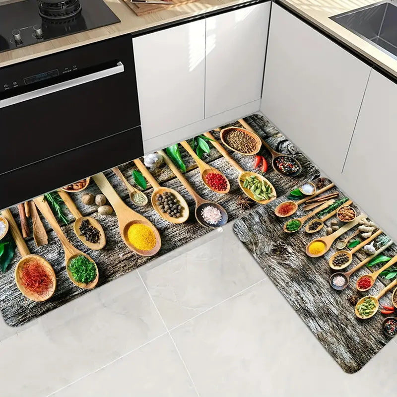 Retro Abstract Cartoon Kitchen Home Non-slip Mat