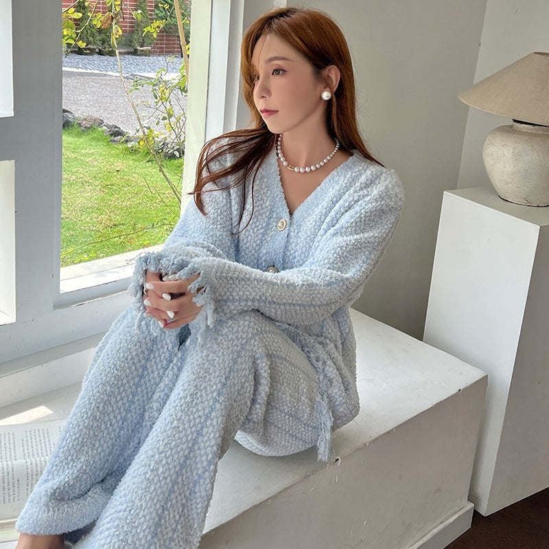 Tassel Soft Comfortable Velvet Thick Warm Loungewear